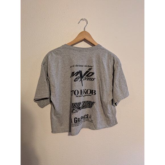 New Mexico lobos air force falcons football cropped top gray tee shirt size L - Picture 3 of 6